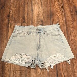 Light Washed High Waisted Denim Shorts
